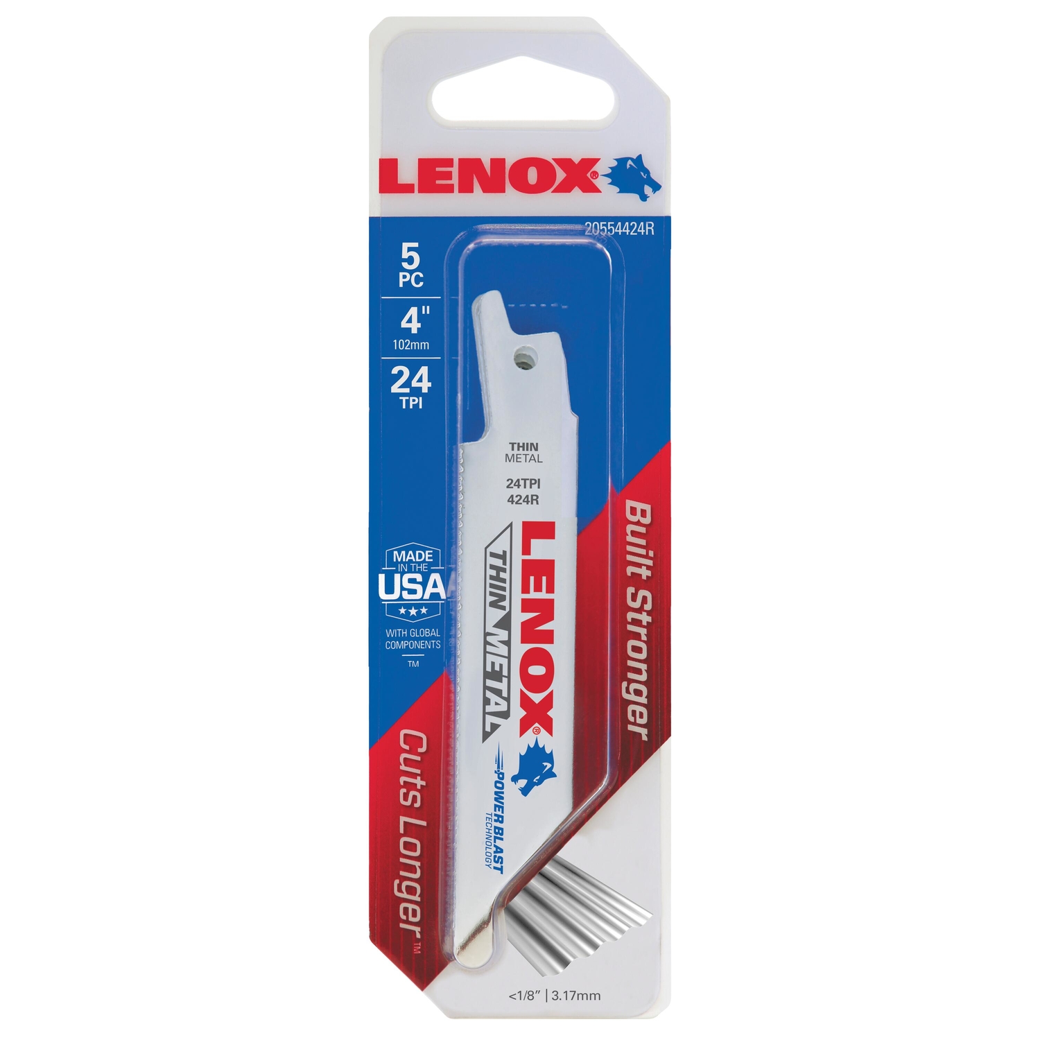 Lenox 4 in. Bi-Metal Reciprocating Saw Blade 24 TPI 5 pk - Intensery