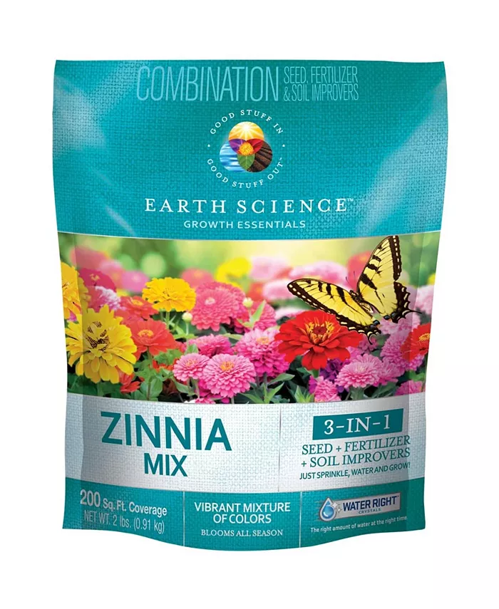 Earth Science Grown Essentials Zinnia Mix， 3-in-1 Formula - 2 bag - Intensery