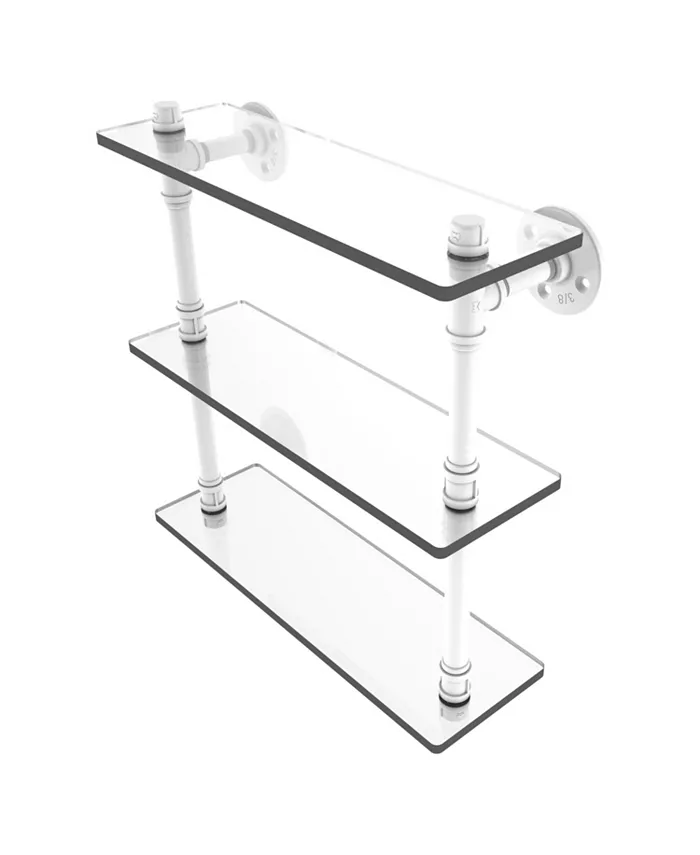 Allied Brass Pipeline Collection 16 Inch Triple Glass Shelf - Intensery