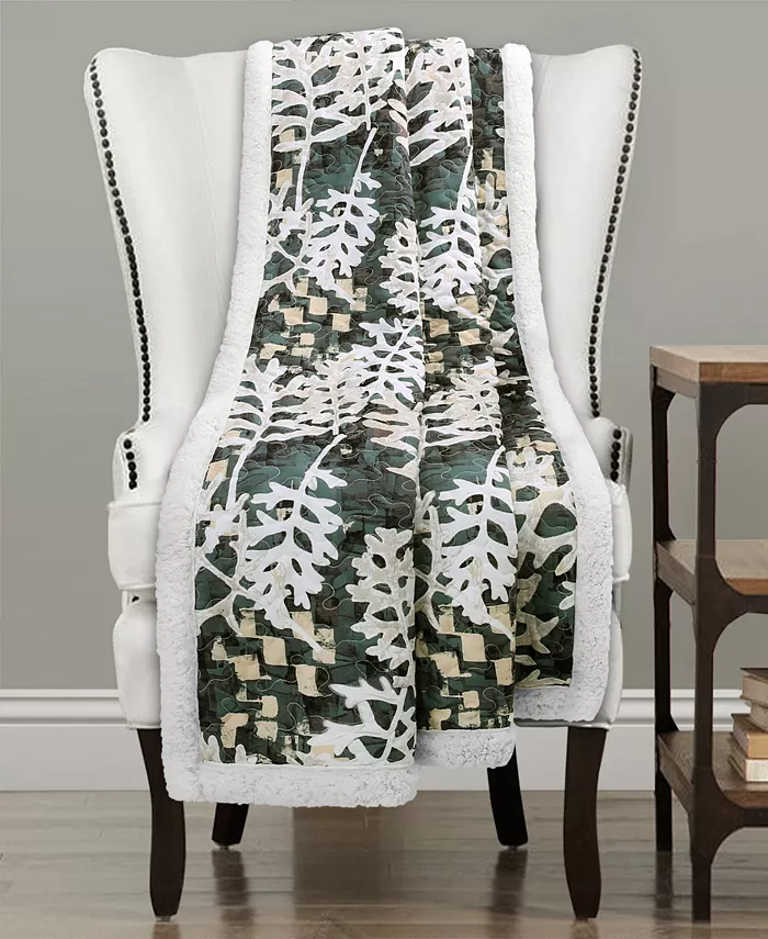 Lush Dandeacutecor Camouflage Leaves Sherpa Throw - Intensery