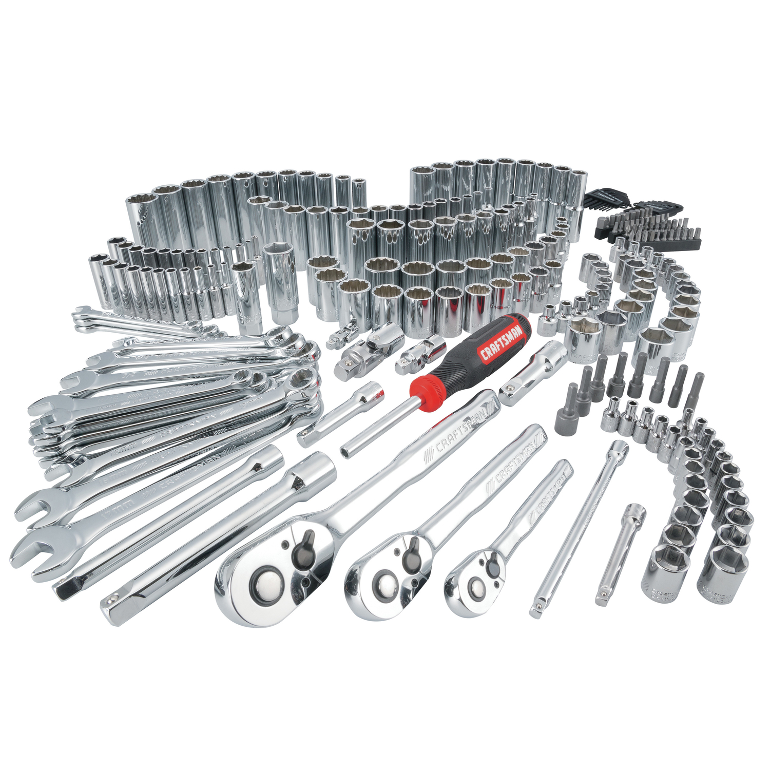 Craftsman 1/4， 3/8 and 1/2 in. drive Metric and SAE 6 and 12 Point Mechanic\u0027s Tool Set 308 pc - Intensery