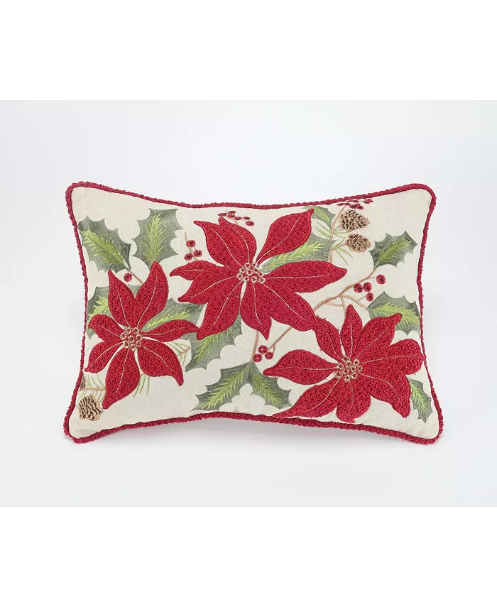 Lenox Vintage Poinsettia Decorative Pillow， 14