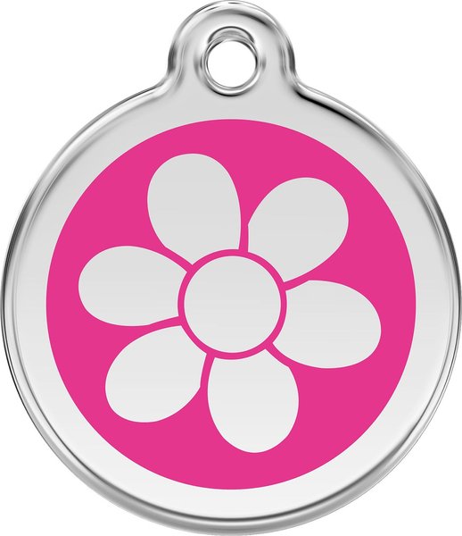 Red Dingo Flower Stainless Steel Personalized Dog and Cat ID Tag - Intensery