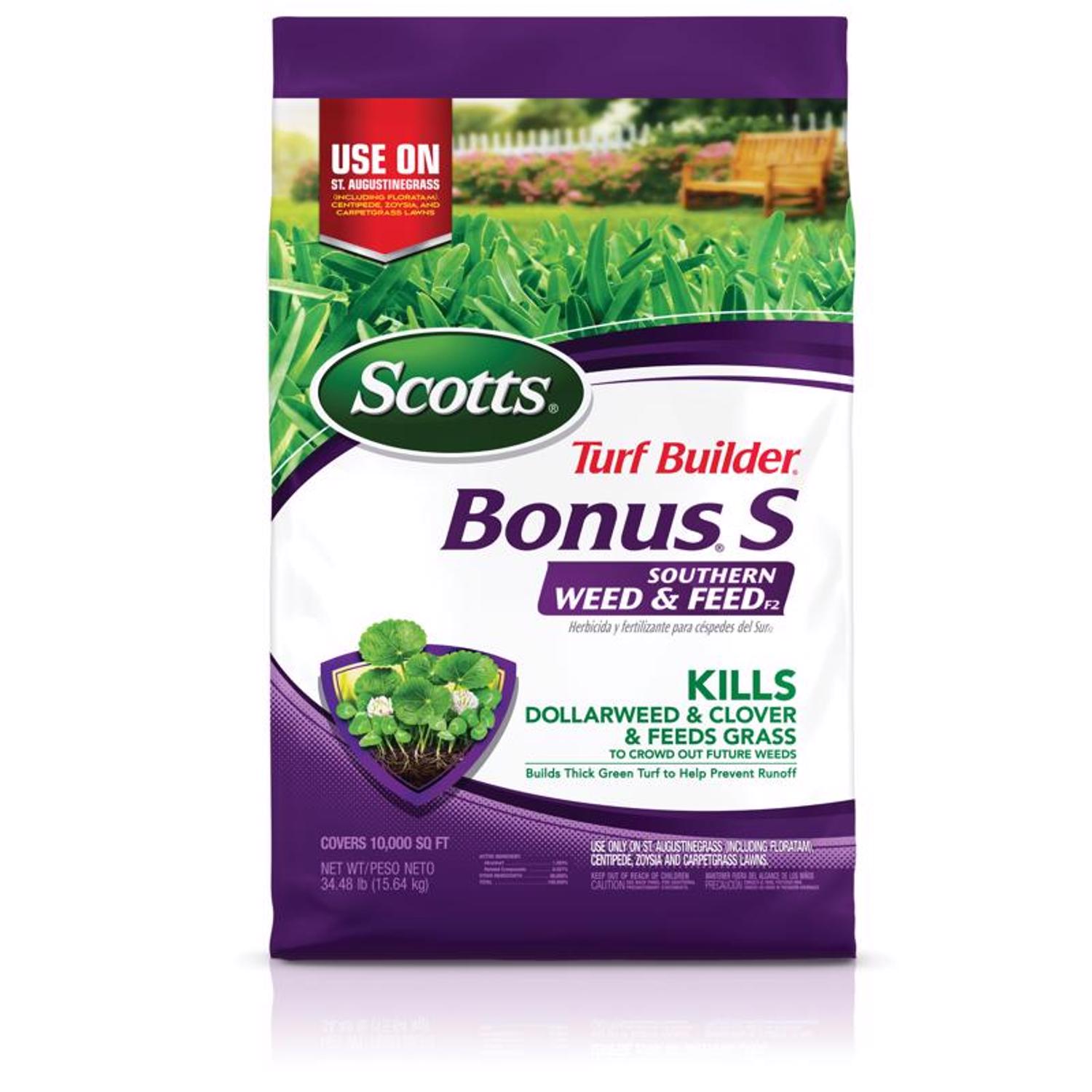 Scotts Turf Builder Bonus S Weed \u0026 Feed Lawn Fertilizer For Multiple Grass Types 10000 sq ft - Intensery