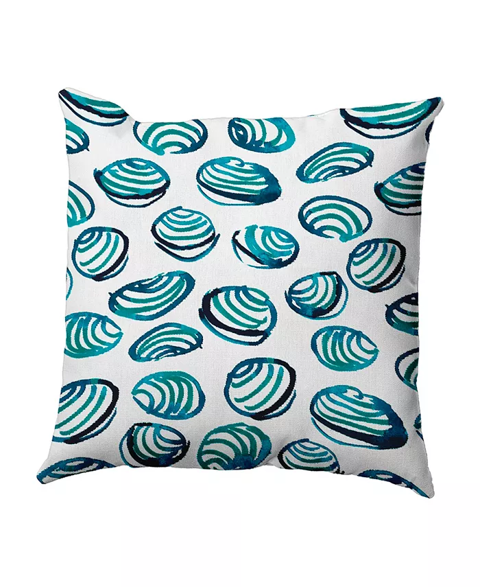 E by Design Clams 16 Inch Teal Decorative Coastal Throw Pillow - Intensery