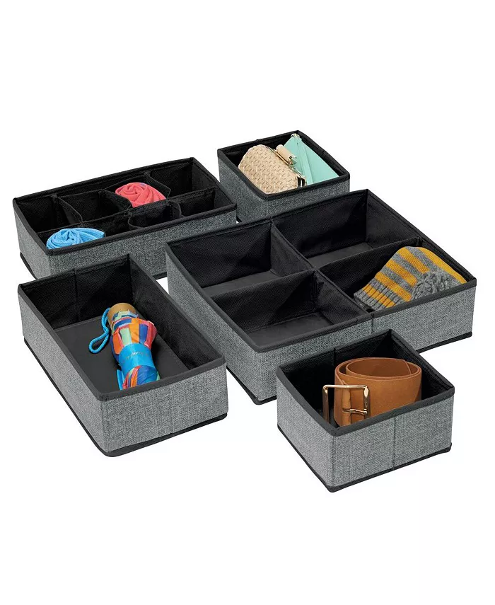 mDesign Fabric Dresser Drawer， Closet Storage Bins， Set of 5 - Intensery