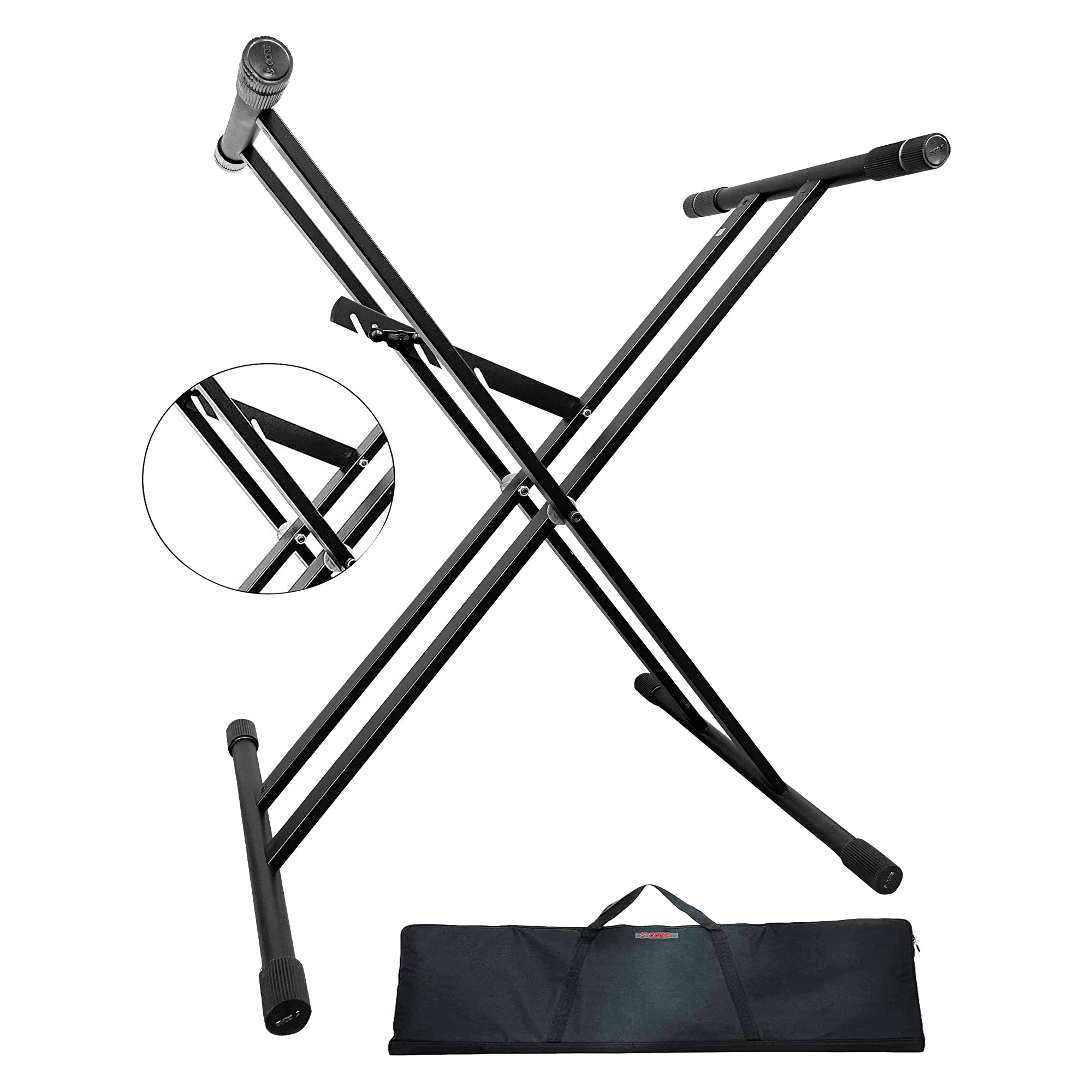 5 Core Keyboard Stand Piano Riser Double Braced X-Style, Adjustable, and Premium Pre-Assembled Digital Piano Bench with Locking Straps and Carry Bag M - Intensery
