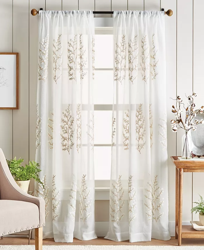 Martha Stewart Collection Georgia Poletop Embroidery Panel Pair， 84