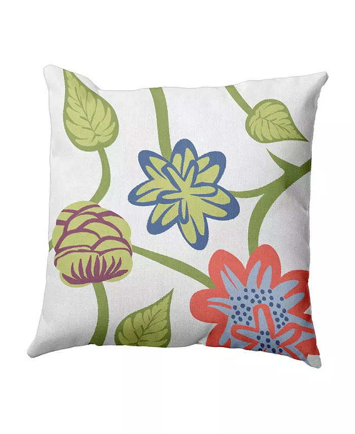 E by Design Tropical Floral 16 Inch Coral Decorative Floral Throw Pillow - Intensery