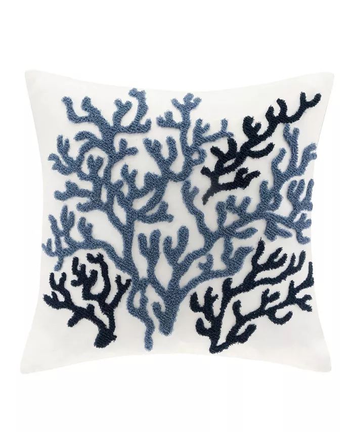 Gracie Mills Beach House 18-by-18-Inch Square Decorative Pillow， Blue - Intensery