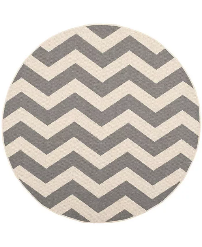 Safavieh Courtyard Gray and Beige 4' x 4' Sisal Weave Round Outdoor Area Rug - Intensery