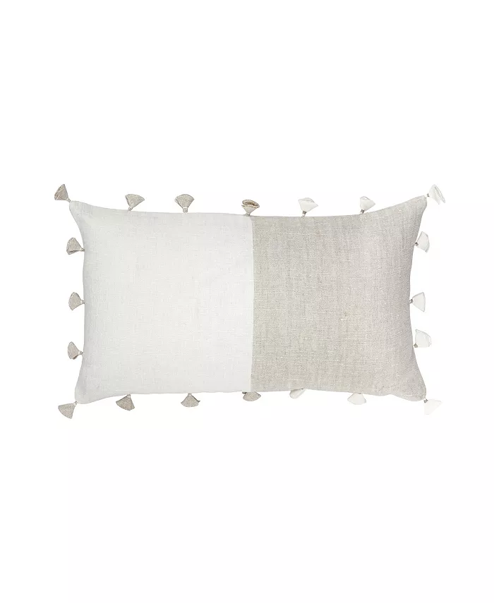 Anaya Home Natural Beige Tassels Linen Down Alternative Lumbar Pillow - Intensery