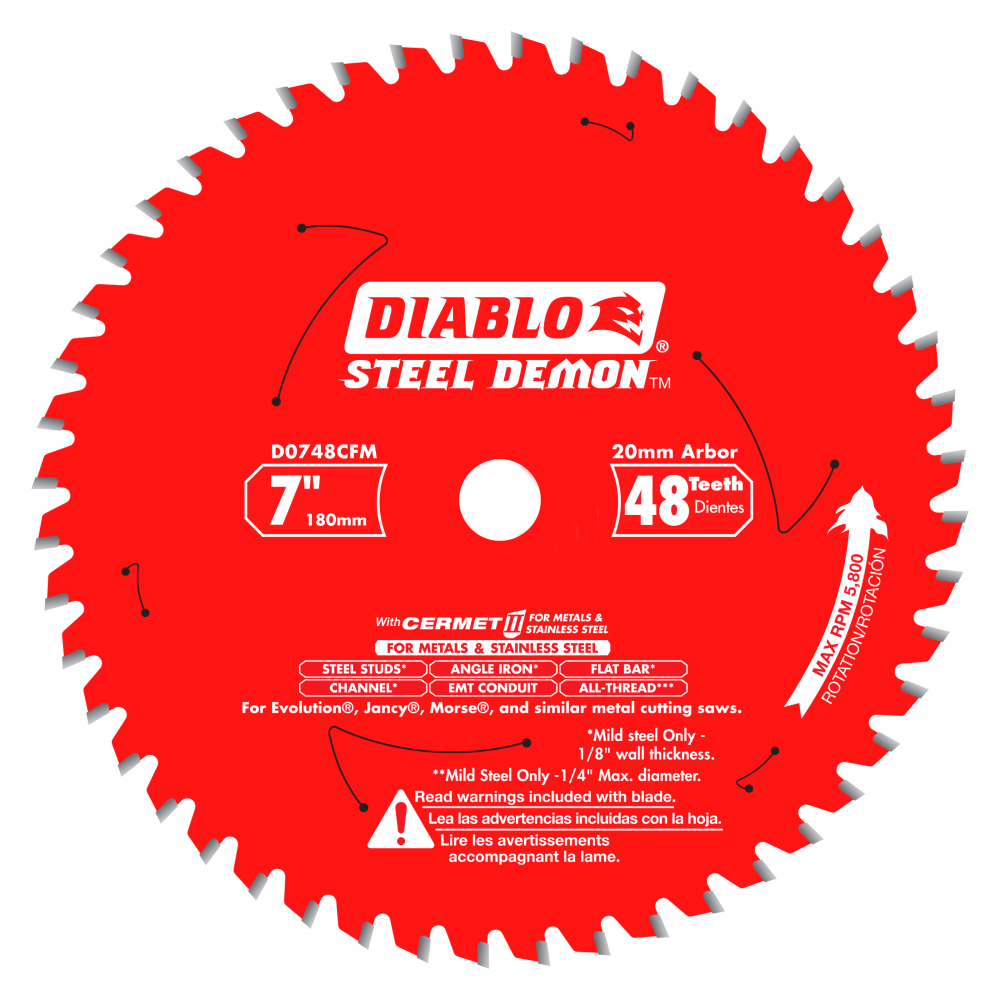 Diablo Tools 7 x 48 Tooth Steel Demon Cermet II Circular Saw Blade for Metals and Stainless Steel - Intensery