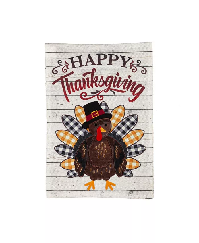 Evergreen Pilgrim Turkey Garden Burlap Flag 12.5 x 18 Inches Indoor Outdoor Decor - Intensery