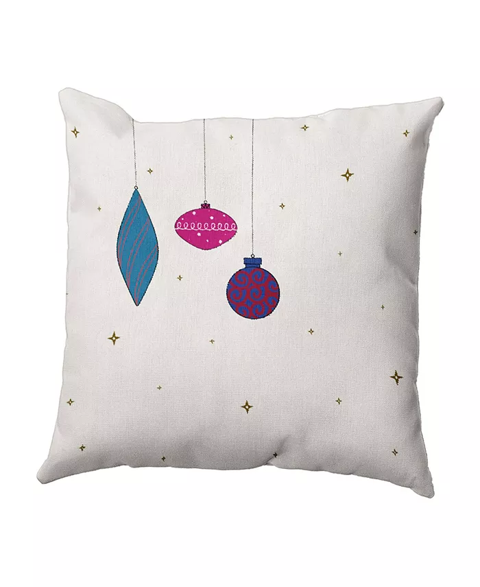 E by Design 16 Inch Off White and Hot Pink Decorative Christmas Throw Pillow - Intensery