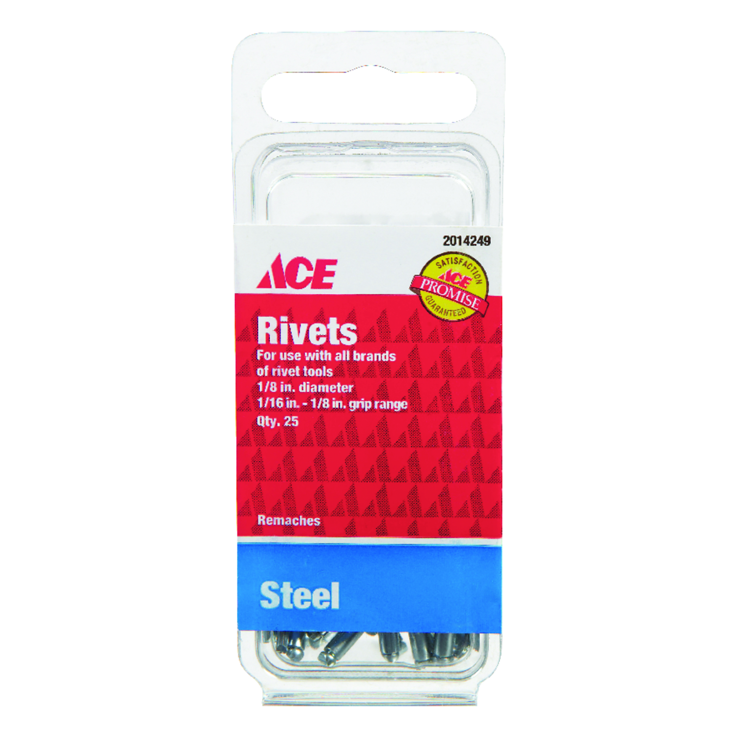 Ace 1/8 in. D X 1/8 in. Steel Rivets Silver 25 pk - Intensery