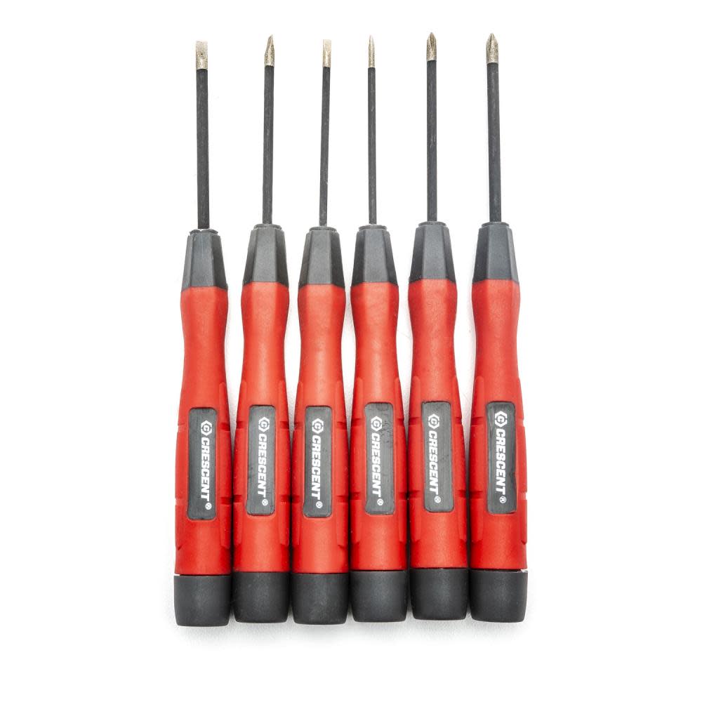Crescent Screwdriver Set Phillips/Slotted Mini Precision Dual Material Diamond Tip 6pc - Intensery