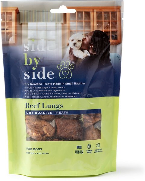 Side By Side Beef Lung Freeze Dried Dog Treats， 1.8-oz bag - Intensery