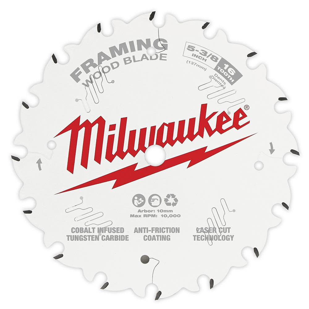 Milwaukee 5-3/8 in. 16T Framing Circular Saw Blade 48-40-0522 from Milwaukee - Intensery