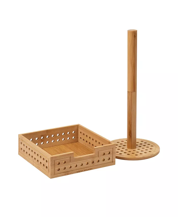 Mind Reader Lattice Collection， Paper Towel Holder and Napkin Holder Set， Kitchen， Countertop Organizer， Rayon from Bamboo - Intensery