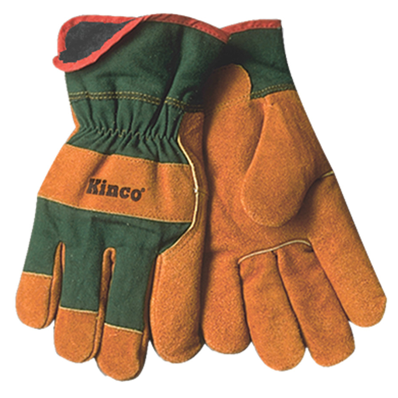 Kinco Men\u0027s Indoor/Outdoor Cowhide Work Gloves Brown/Green XL 1 pair - Intensery