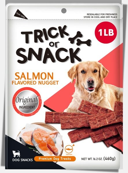 Trick or Snack Natural Smoked Delicious Soft Tender Nutritious Healthy Salmon Jerky Dog Treats， 1-lb bag - Intensery