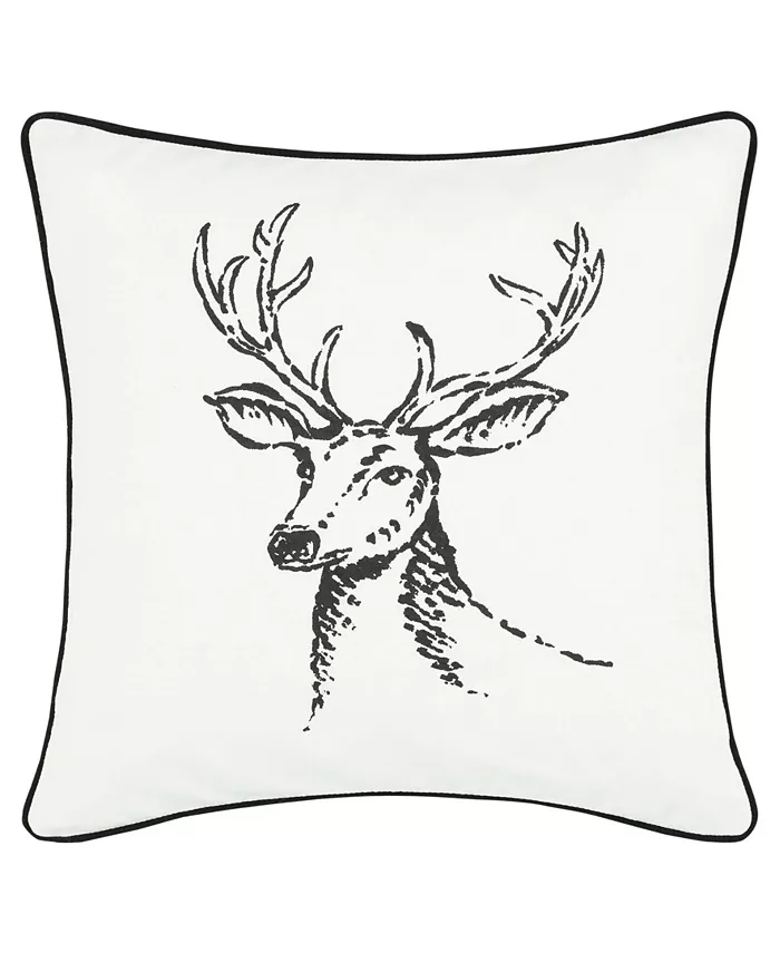 Eddie Bauer Winter Morning Stag Cotton Square Decorative Pillow， 20