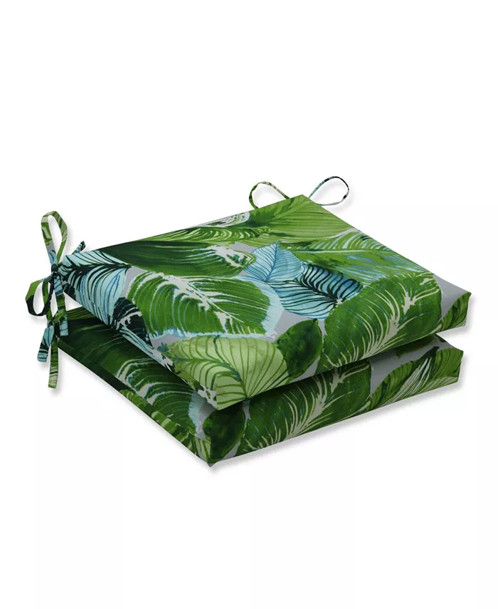 Pillow Perfect Lush Leaf Jungle Squared Corners Seat Cushion， Set of 2 - Intensery