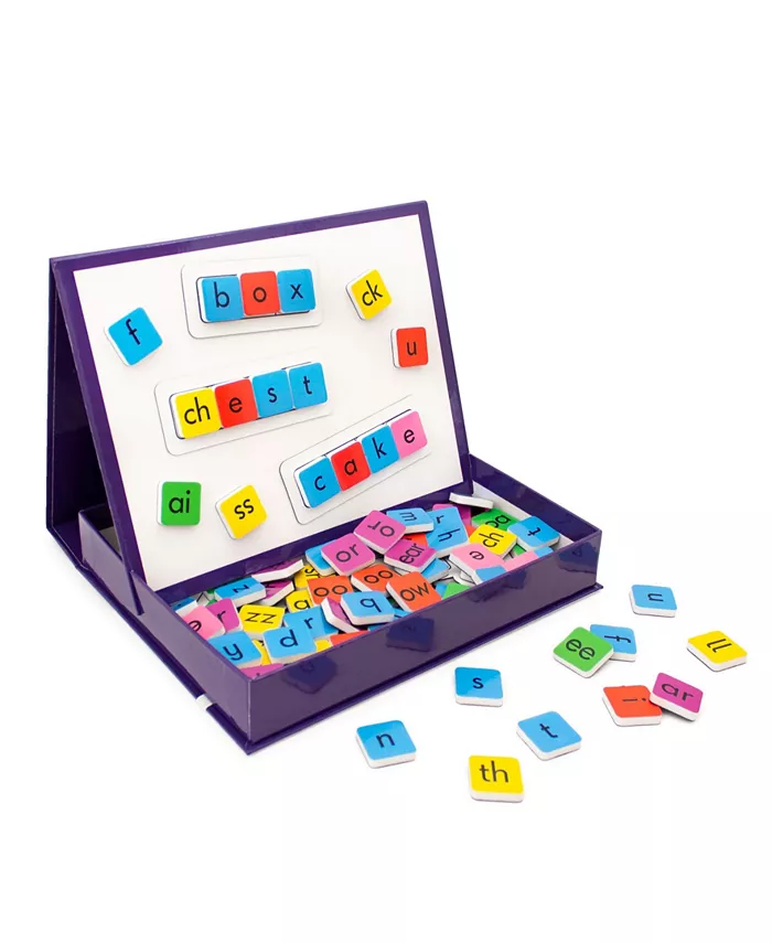 Junior Learning Rainbow Phonics Tiles with Built-in Magnetic Board Educational Learning Set， 106 Pieces - Intensery