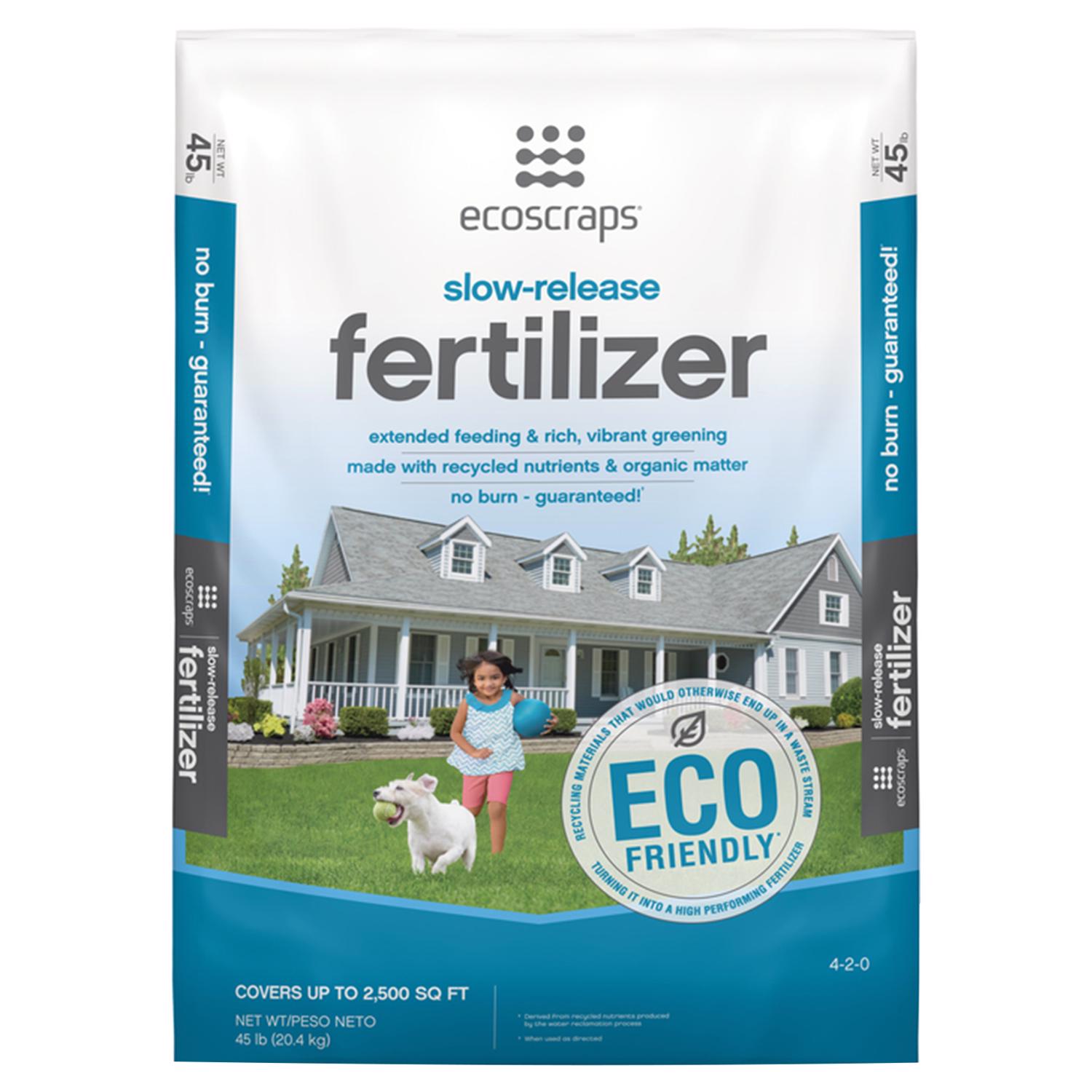 EcoScraps Slow-Release Nitrogen Lawn Fertilizer For All Grasses 2500 sq ft - Intensery
