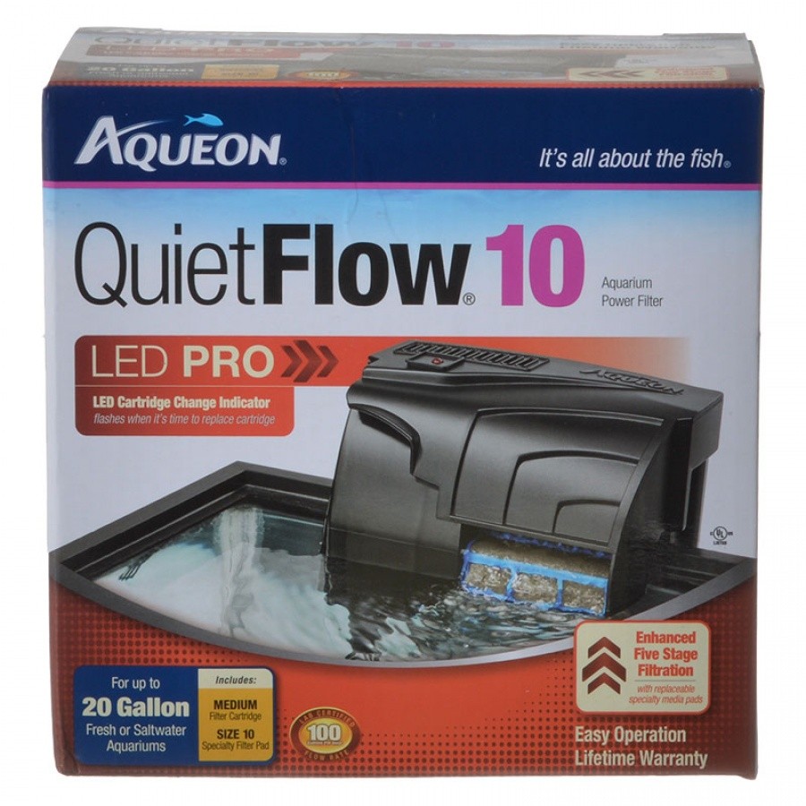 Aqueon QuietFlow LED Pro Power Filter - QuietFlow 10 (Aquariums up to 10 Gallons) #100106080 - Intensery