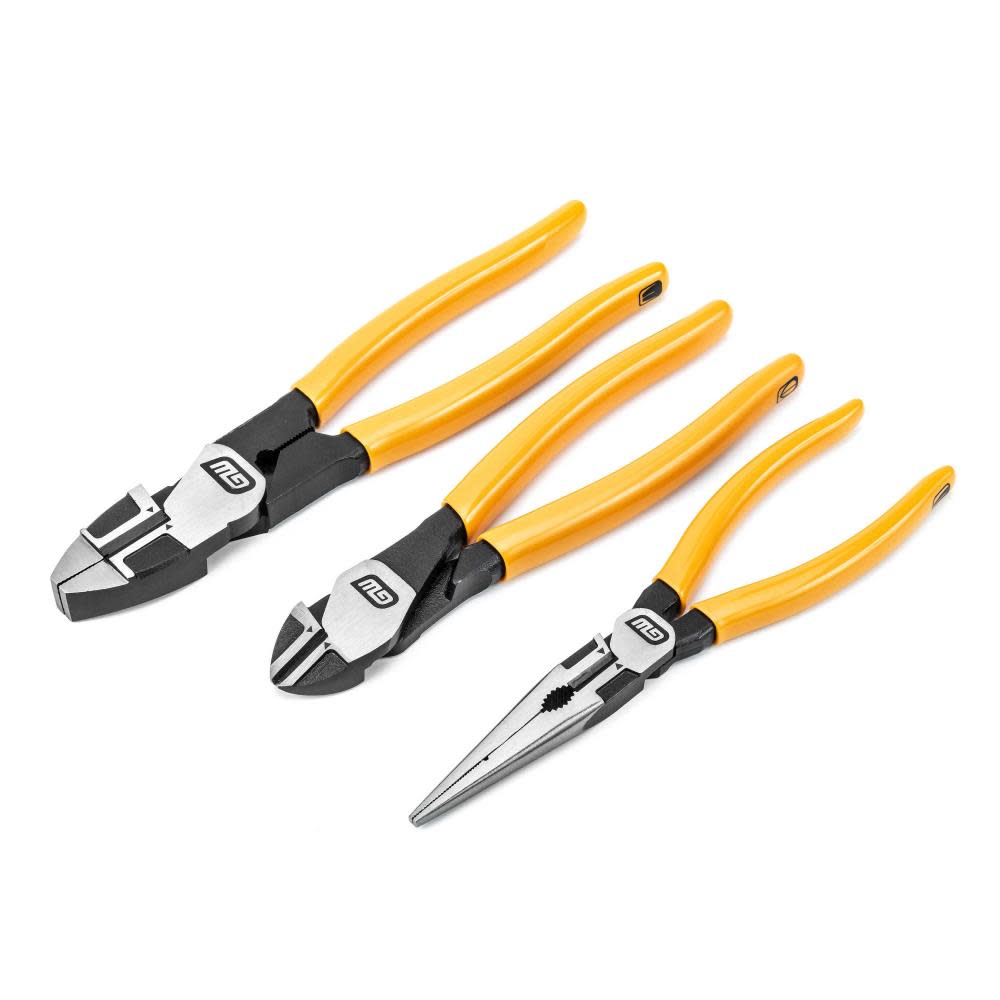 GEARWRENCH Pitbull Dipped Handle Electricianand#8217;s Plier 3 Piece Set - Intensery