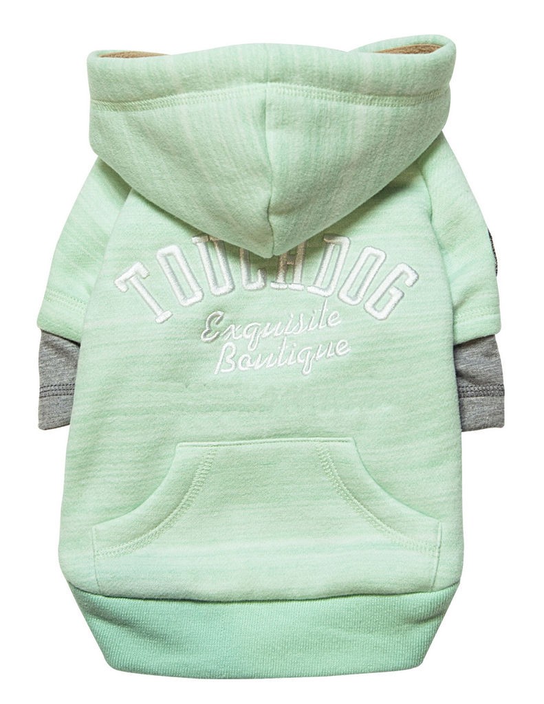 Touchdog Hampton Beach Designer Ultra Soft Sand-Blasted Cotton Pet Dog Hoodie Sweater in Green (X-Small) - Pet Life HD4GNXS - Intensery