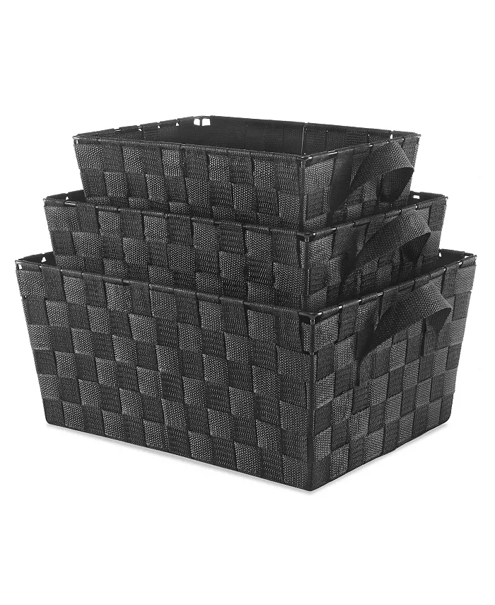 Whitmor Set of 3 Woven Strap Storage Baskets - Intensery