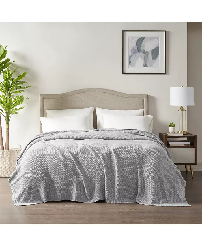 Gracie Mills Bree Cable Knit Throw Blanket for - Full Queen - Grey - Intensery