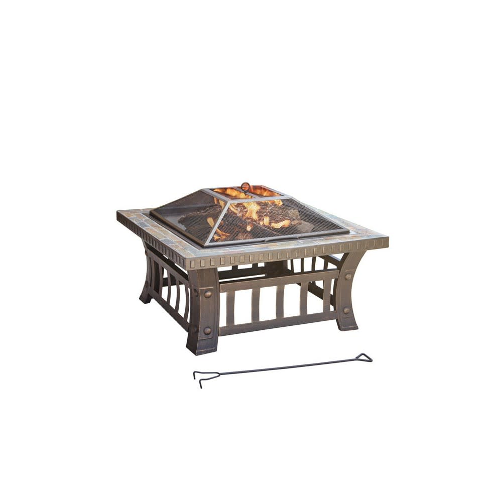 Living Accents Wood Fire Pit 30 Steel American Flag Square - Intensery