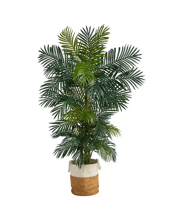 Nearly Natural 6.5' Golden Cane Artificial Palm Tree in Planter - Intensery