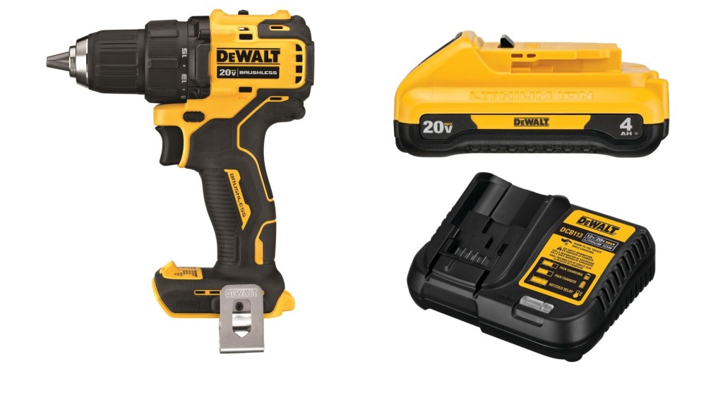 DEWALT 20V MAX Atomic Compact 1/2 Drill/Driver with Compact 4Ah Battery Starter Kit Bundle - Intensery