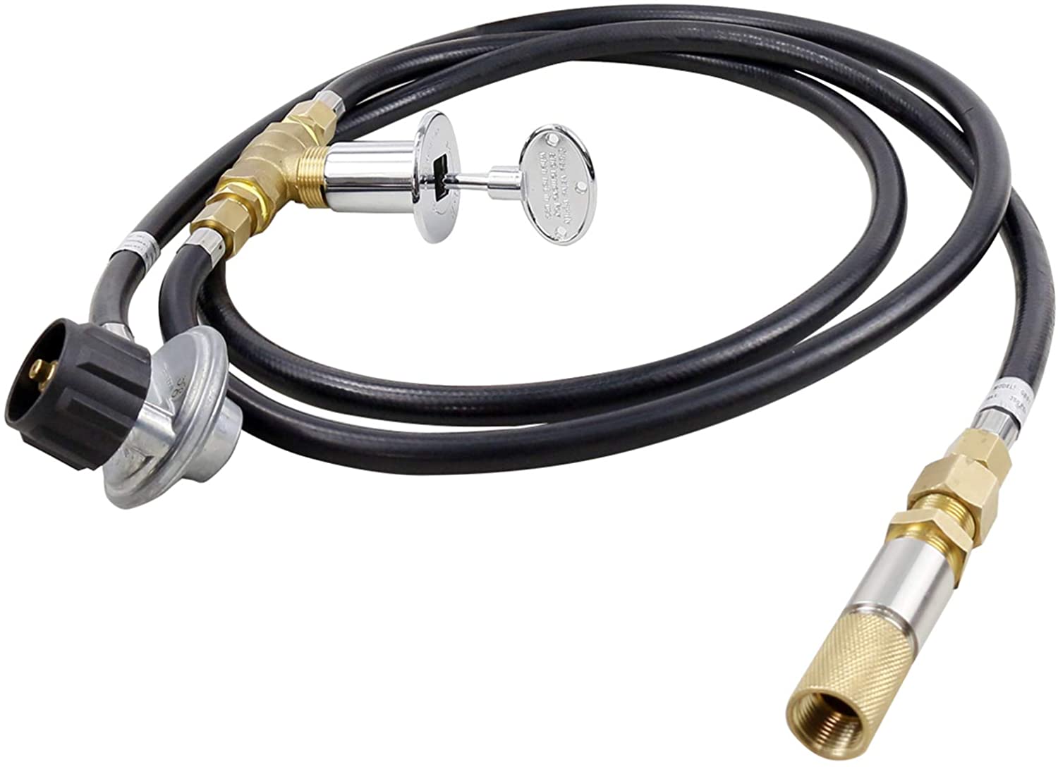 Propane Fire Pit LP Burner Connection Installation Kit 150k BTU Air Mixer, Chrome Key Valve & Regulator - Intensery
