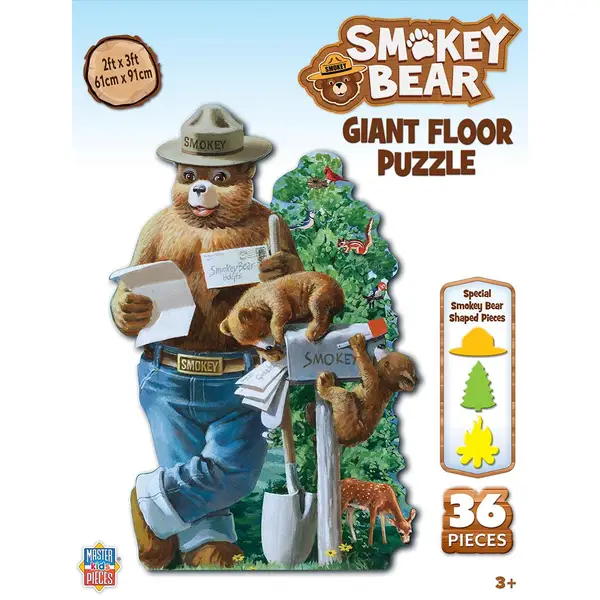 Masterpiece Puzzle 36-Piece Smokey Bear Shaped Floor Puzzle - Intensery