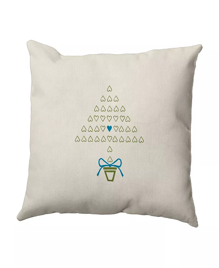 E by Design 16 Inch Off White and Teal Decorative Christmas Throw Pillow - Intensery