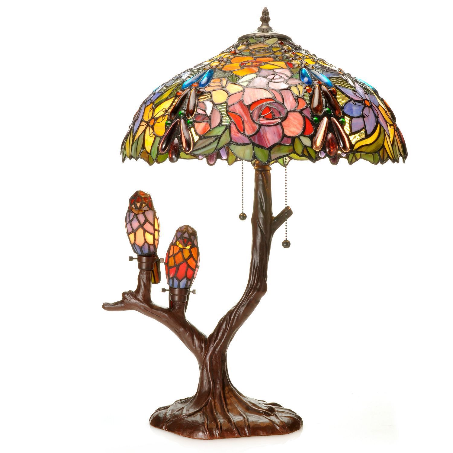 Tiffany-style Sarah Camille Tree Table Lamp by Warehouse of Tiffany - Intensery