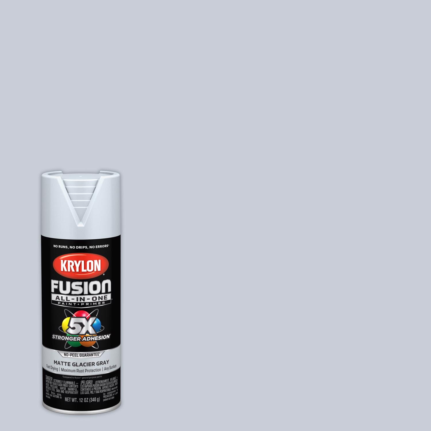 Krylon Fusion All-In-One Matte Glacier Gray Paint+Primer Spray Paint 12 oz - Intensery