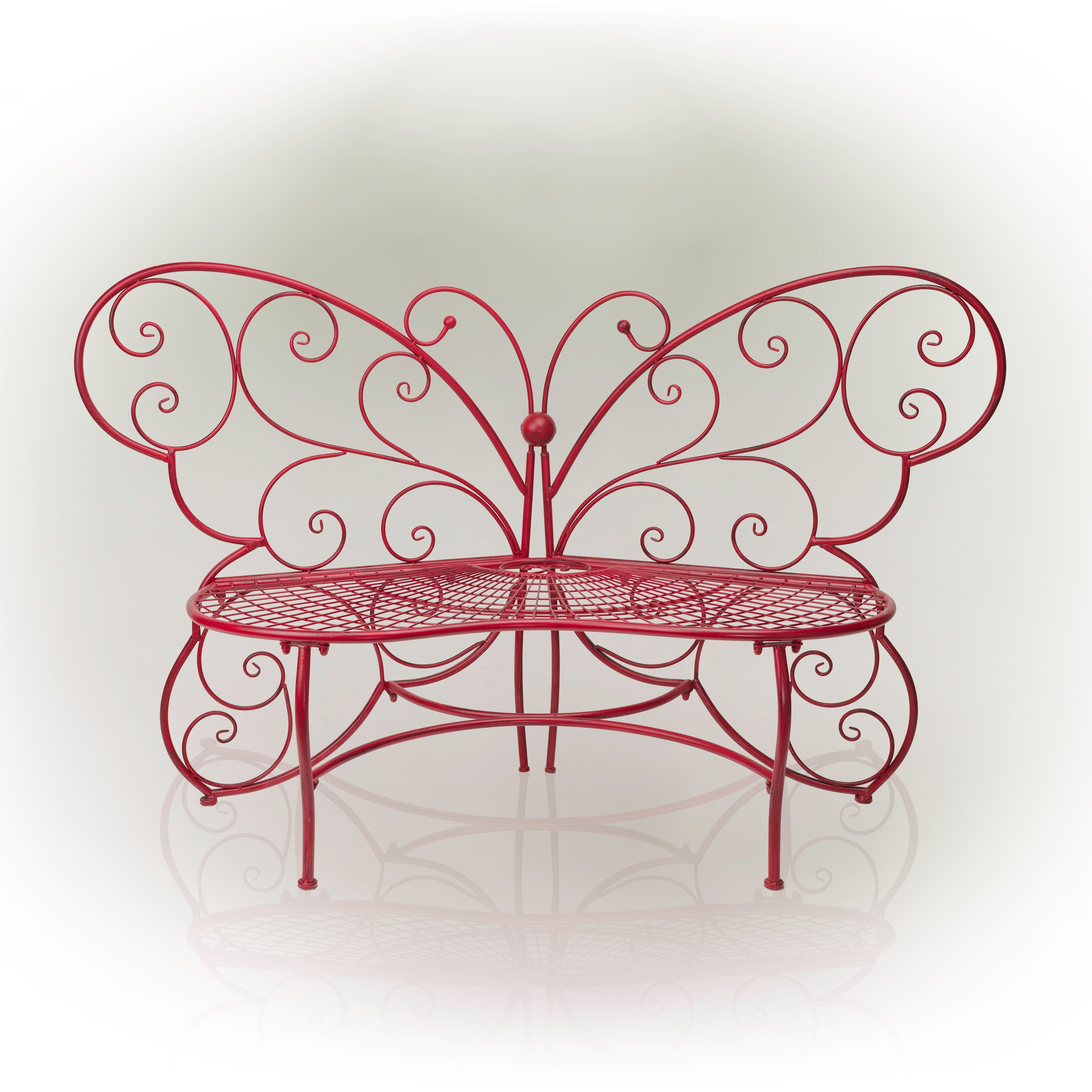 Alpine Corporation 26-in W x 38-in H Red Iron Garden Bench BAZ400RD - Intensery
