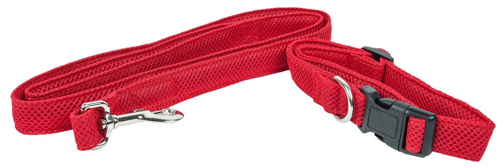 Pet Life 'Aero Mesh' 2-In-1 Dual Sided Comfortable And Breathable Adjustable Mesh Dog Leash-Collar in Red (Small) - Pet Life CLSH14RDSM - Intensery
