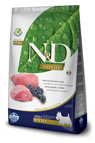 Farmina Prime NandD Natural and Delicious Grain Free Mini Adult Lamb and Blueberry Dry Dog Food - 15.4 lb Bag - Intensery