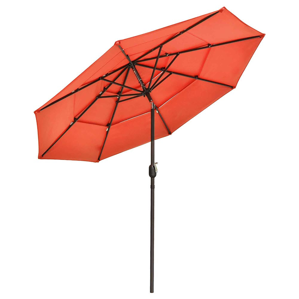 10 Foot Tilting Outdoor Patio Umbrella 3-TieredCherry Tomato - Intensery