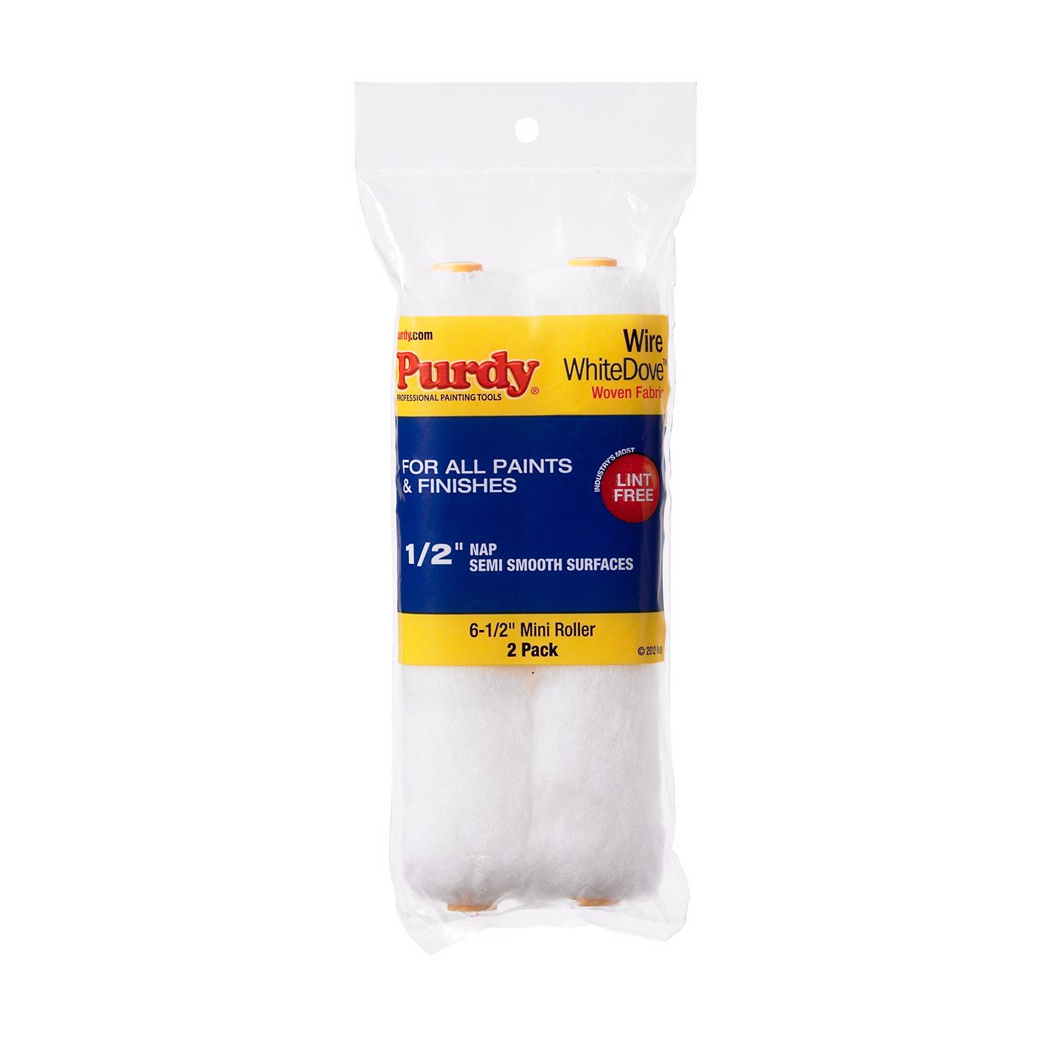 Purdy White Dove Woven Dralon Fabric 6.5 in. W X 1/2 in. Mini Paint Roller Cover 2 pk - Intensery