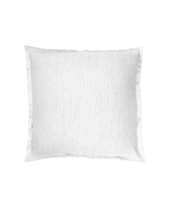 Anaya Home Light Grey White Striped Linen Down Alternative Throw Pillow - Intensery