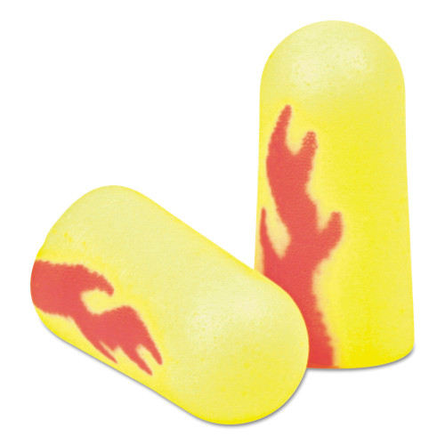 3M E-A-Rsoft Blasts Earplugs， Cordless， Foam， Yellow Neon/Red Flame， 200 Pairs/Box (3121252) - Intensery